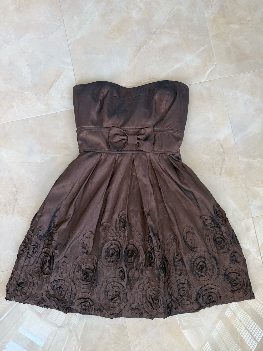 Studio Y brown bow waist formal dress
